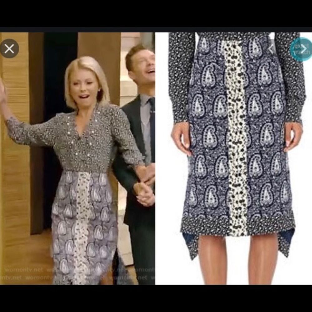 ALTUZARRA as seen on “ Live With Kelley “ Cyrus navy blue paisley midi skirt 6